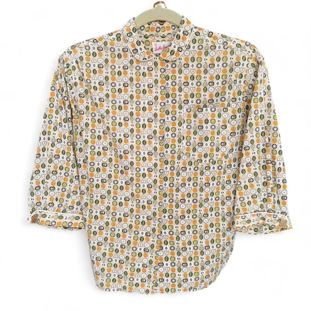 Vintage 70s Bobbie Brooks cream multicolored button up shirt size 13/14 fits M